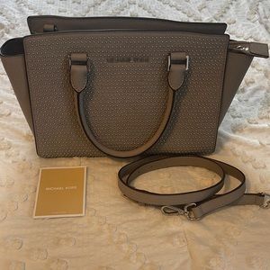 Studded Michael Kors bag with attachable strap, never used.
